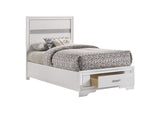 205111T Miranda 51-inch Wood Twin Storage Panel Bed White