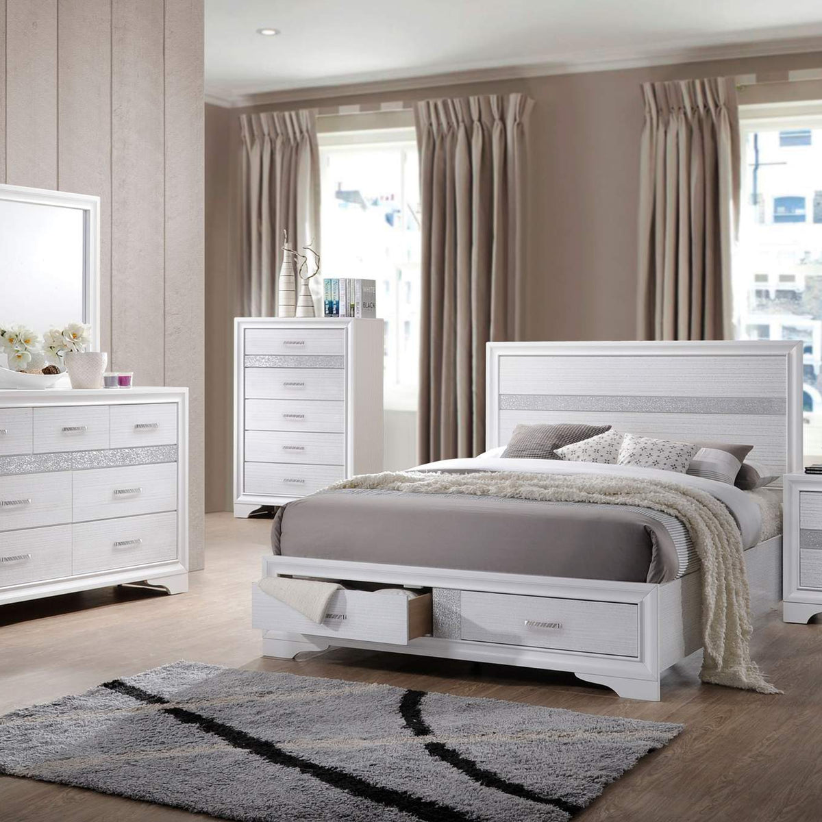 205112 Miranda 3-drawer Nightstand Bedside Table White