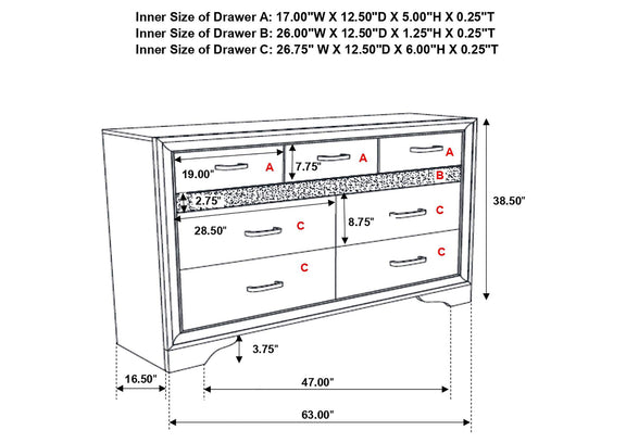 205113 Miranda 9-drawer Dresser White