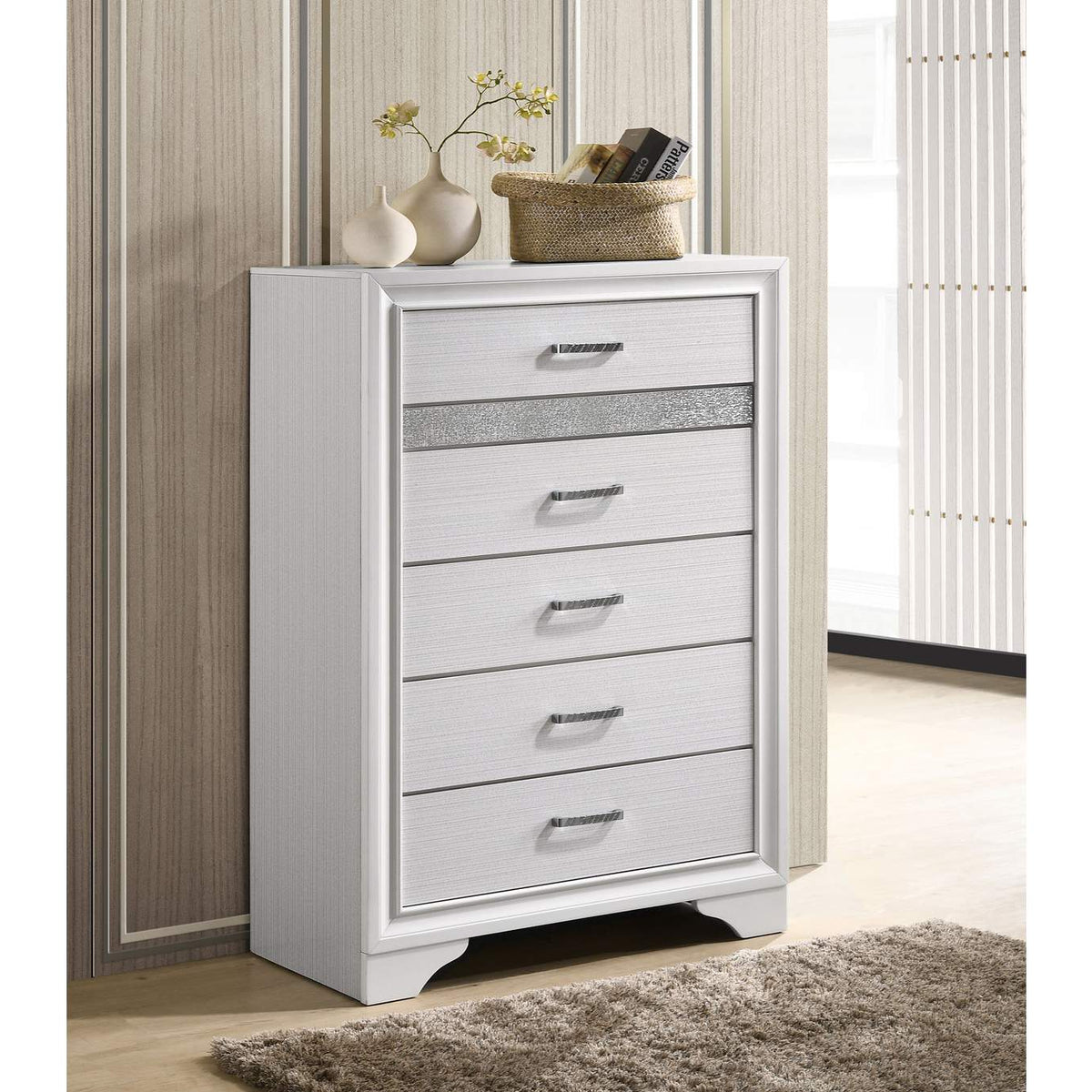 205115 Miranda 6-drawer Bedroom Chest White
