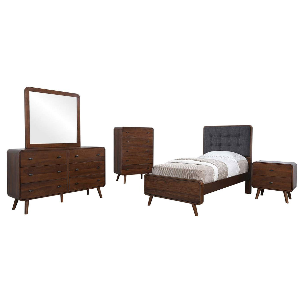 205131T-S5 Robyn 5-piece Twin Bedroom Set Dark Walnut
