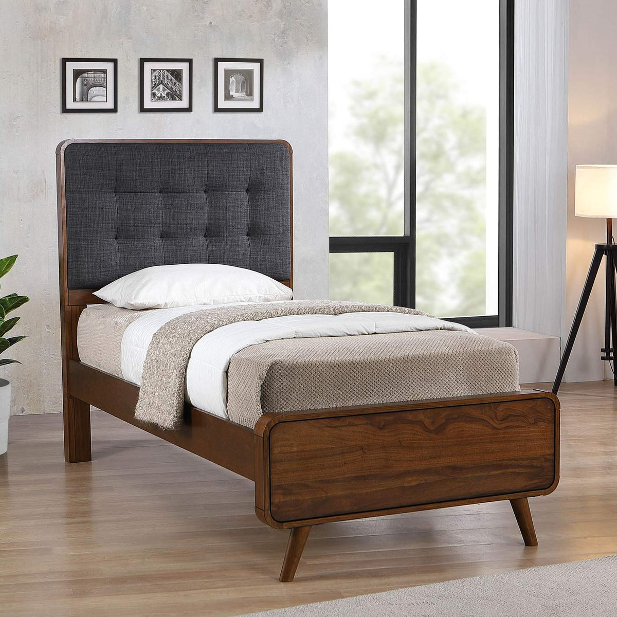 205131T Robyn Wood Twin Platform Bed Dark Walnut
