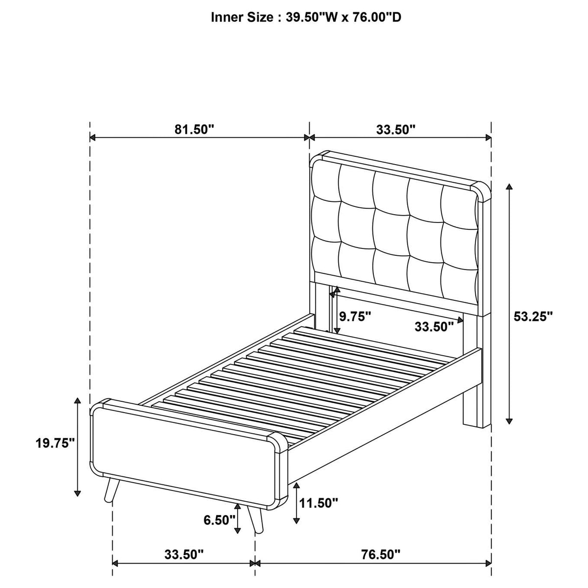 205131T Robyn Wood Twin Platform Bed Dark Walnut