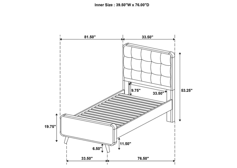 205131T Robyn Wood Twin Platform Bed Dark Walnut