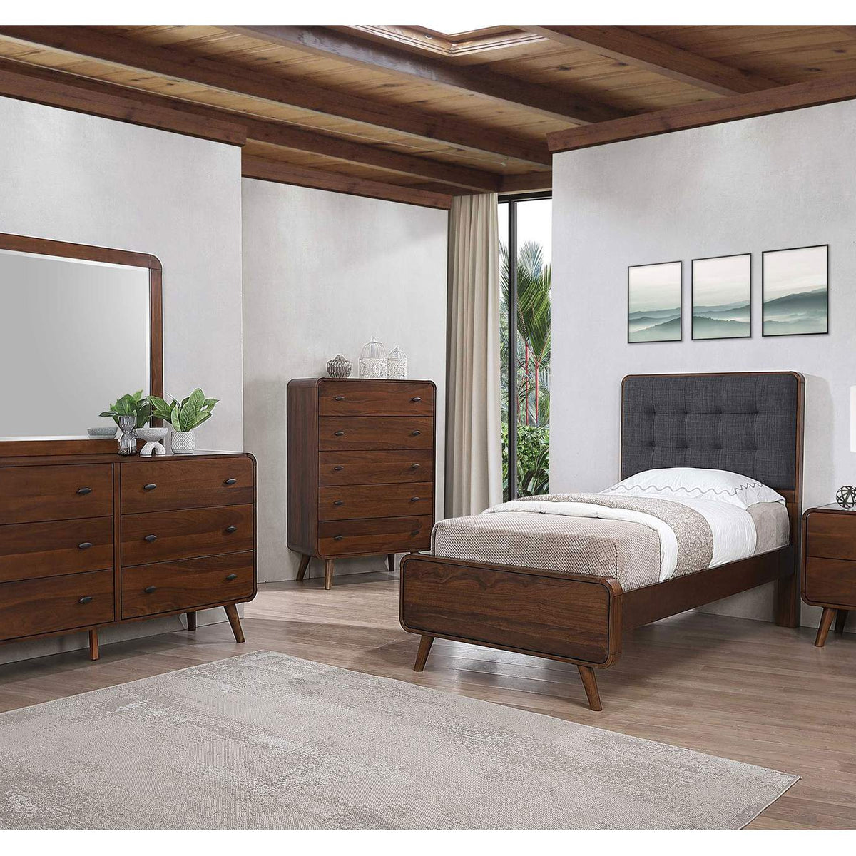 205131T Robyn Wood Twin Platform Bed Dark Walnut
