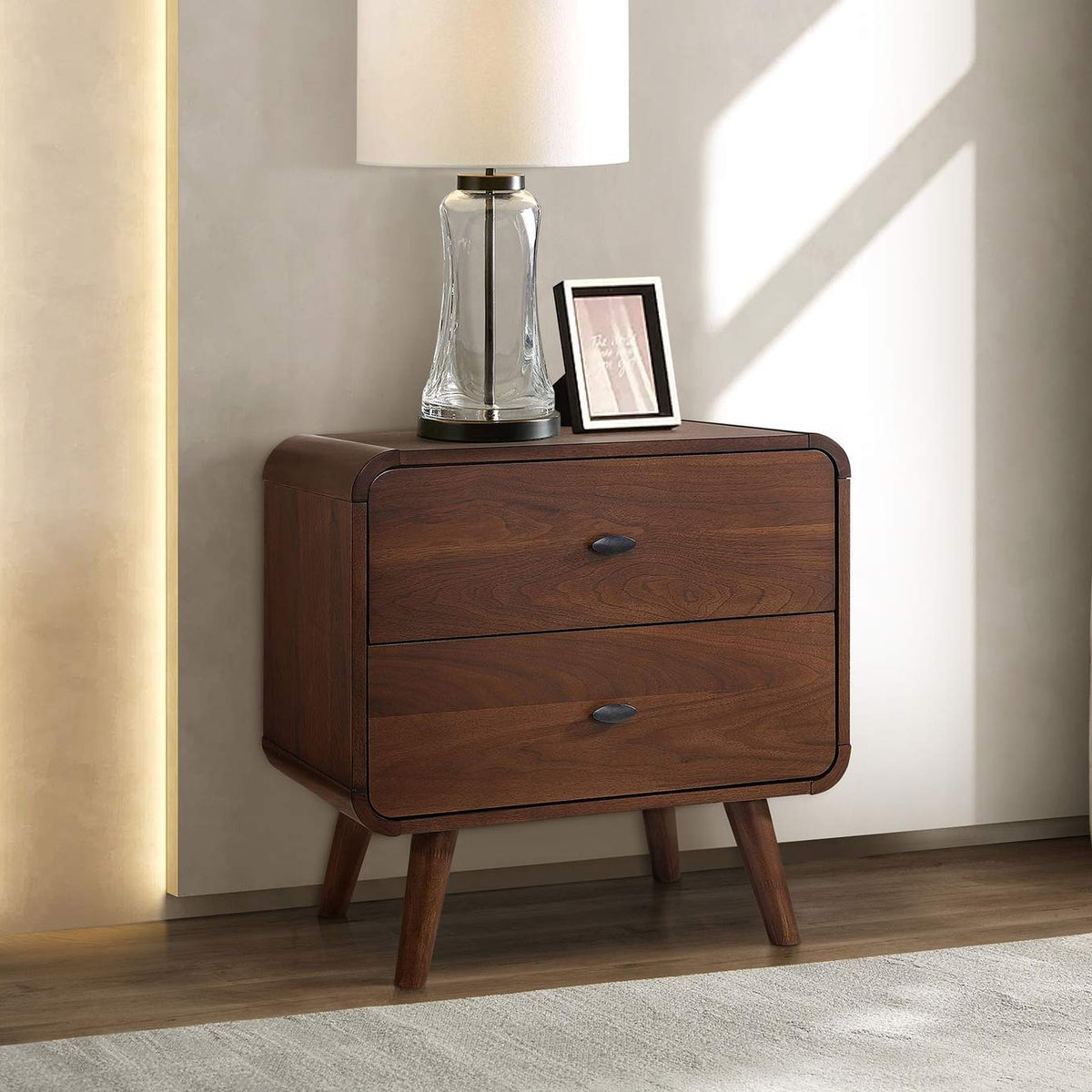 205132 Robyn 2-drawer Nightstand Bedside Table Dark Walnut