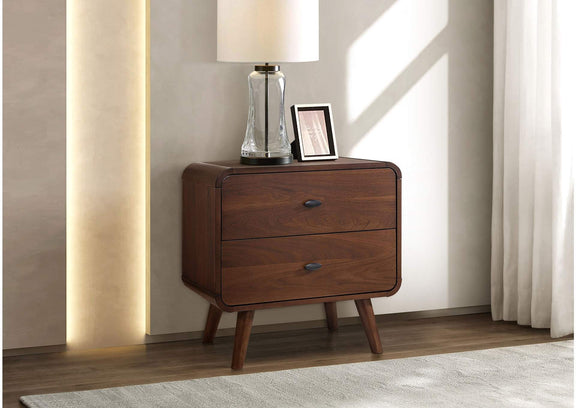 205132 Robyn 2-drawer Nightstand Bedside Table Dark Walnut