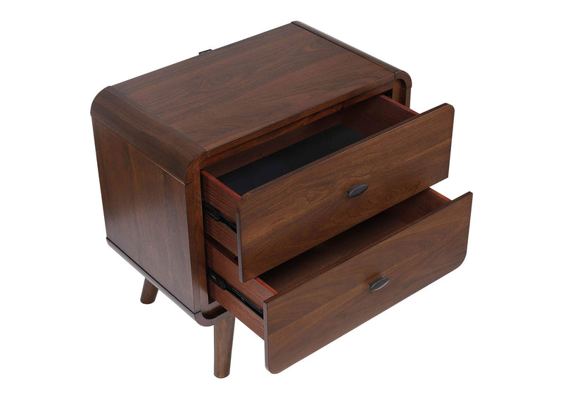 205132 Robyn 2-drawer Nightstand Bedside Table Dark Walnut