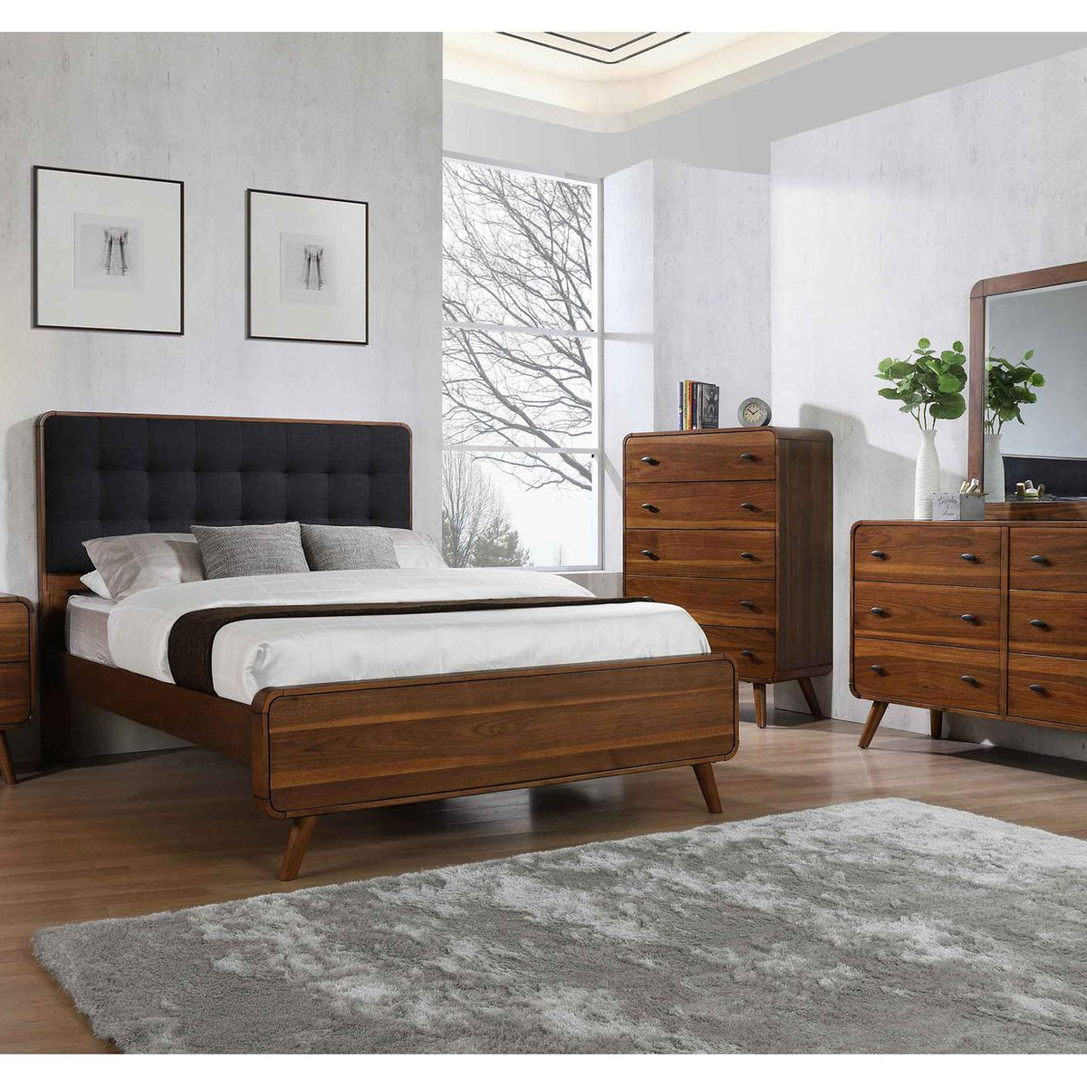 205132 Robyn 2-drawer Nightstand Bedside Table Dark Walnut