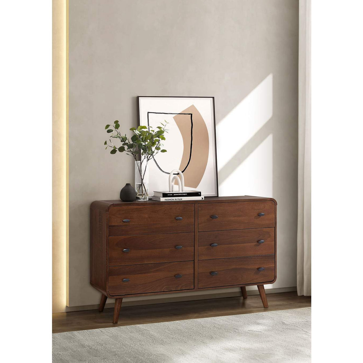 205133 Robyn 6-drawer Bedroom Dresser Dark Walnut