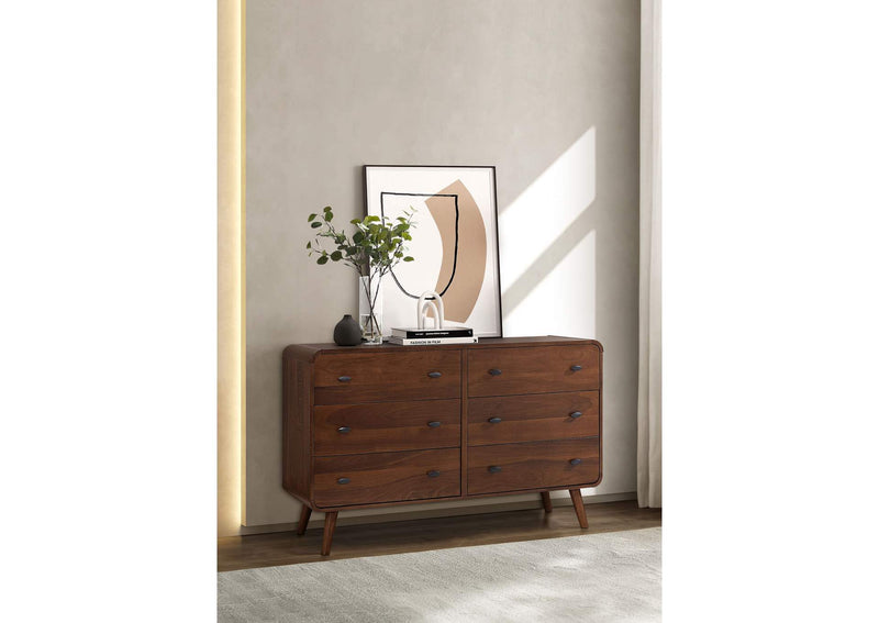 205133 Robyn 6-drawer Bedroom Dresser Dark Walnut