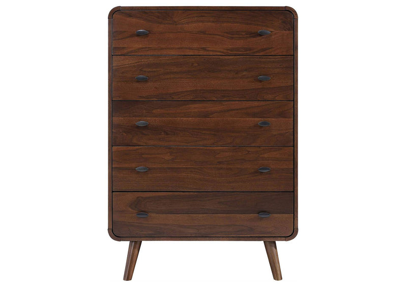 205135 Robyn 5-drawer Bedroom Chest of Drawers Dark Walnut