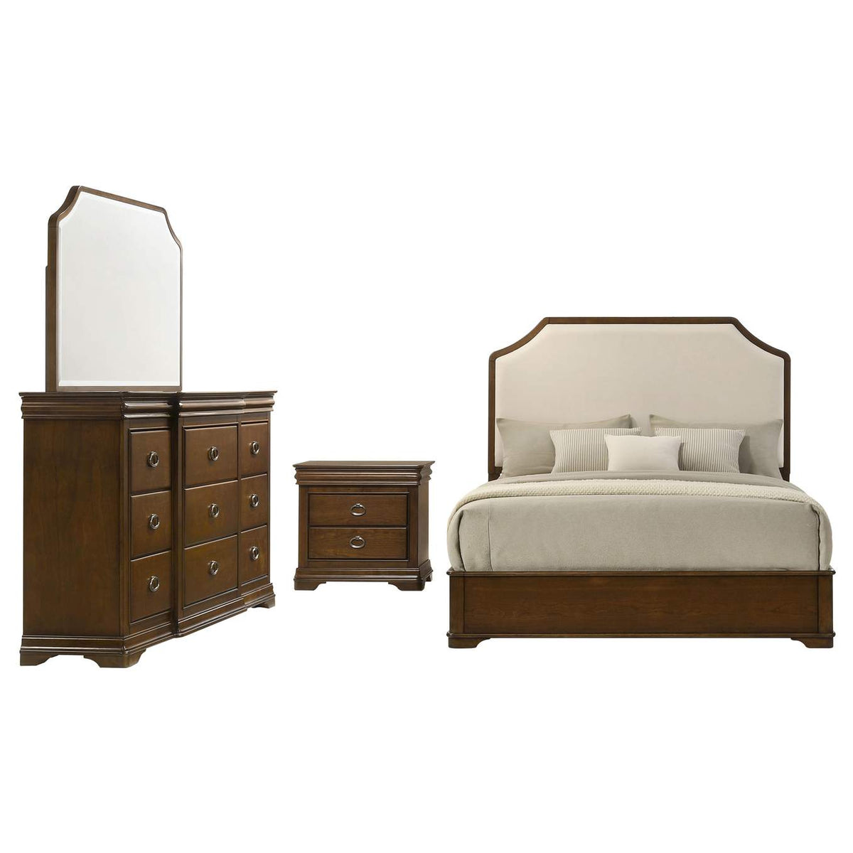 205301KE-S4 Garland 4-piece Eastern King Bedroom Set Brown Cherry