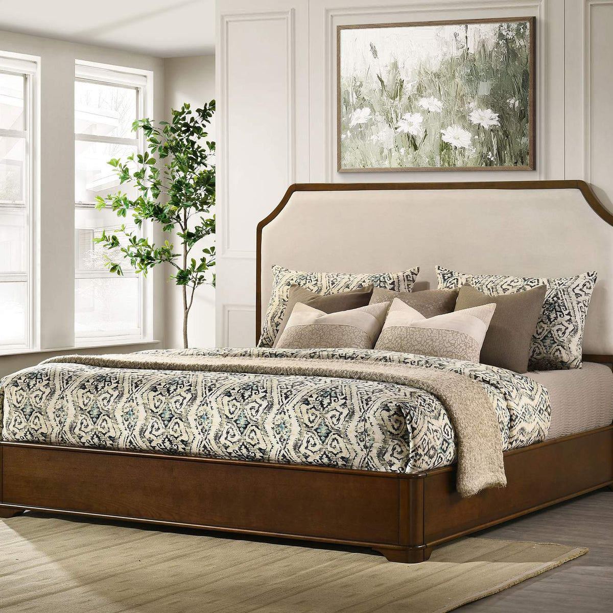 205301KE Garland 58-inch Eastern King Panel Bed Cream Brown Cherry