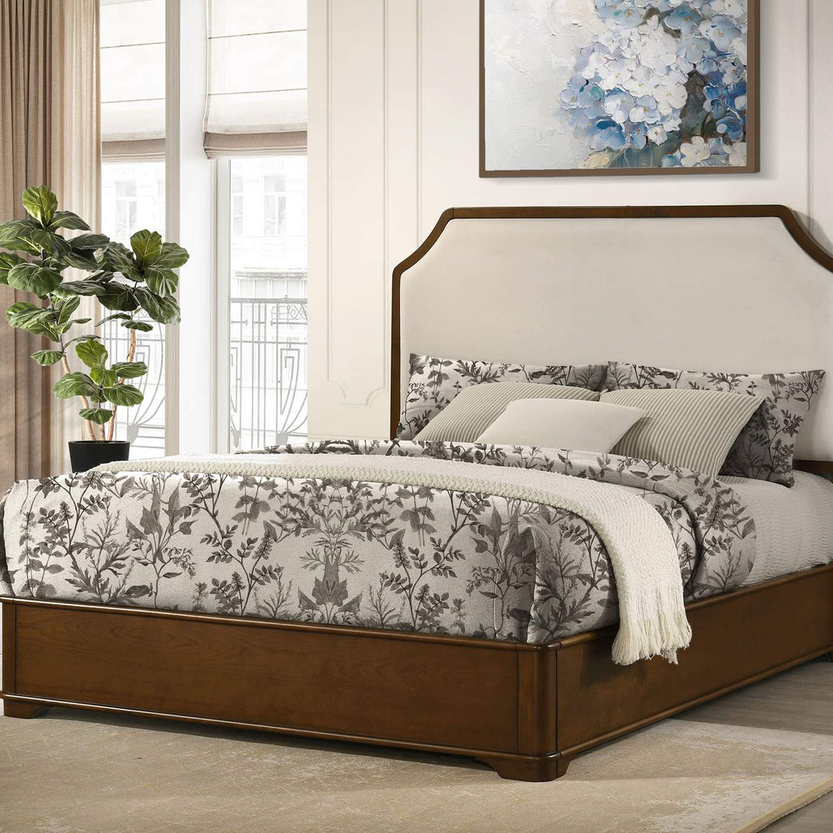 205301Q Garland 58-inch Queen Panel Bed Cream and Brown Cherry