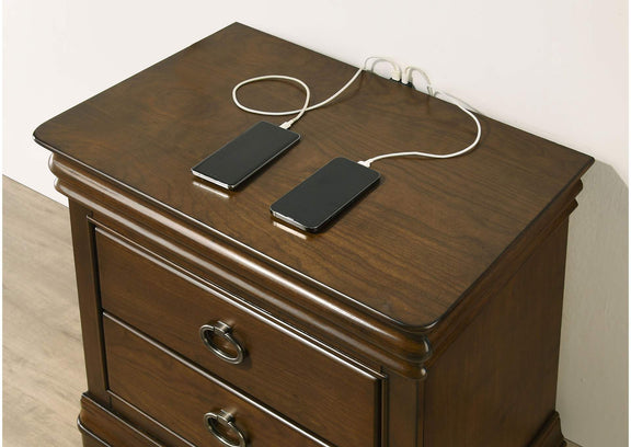 205302 Garland 2-drawer Nightstand Bedside Table Brown Cherry