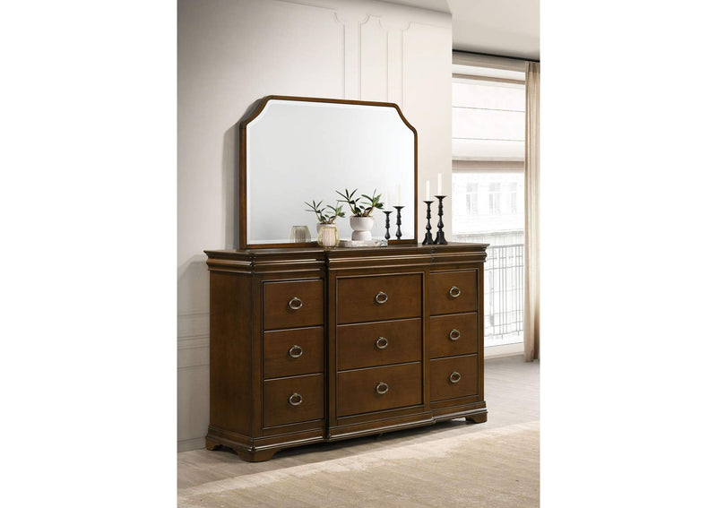 205303M Garland 9-drawer Bedroom Dresser with Mirror Brown Cherry