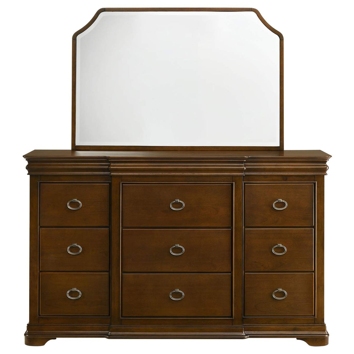 205303M Garland 9-drawer Bedroom Dresser with Mirror Brown Cherry