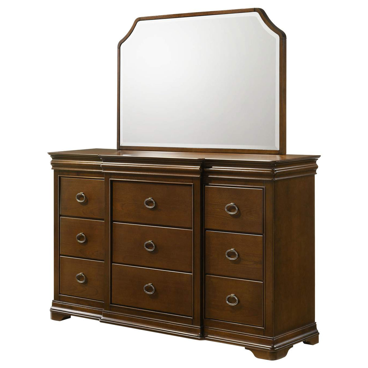 205303M Garland 9-drawer Bedroom Dresser with Mirror Brown Cherry