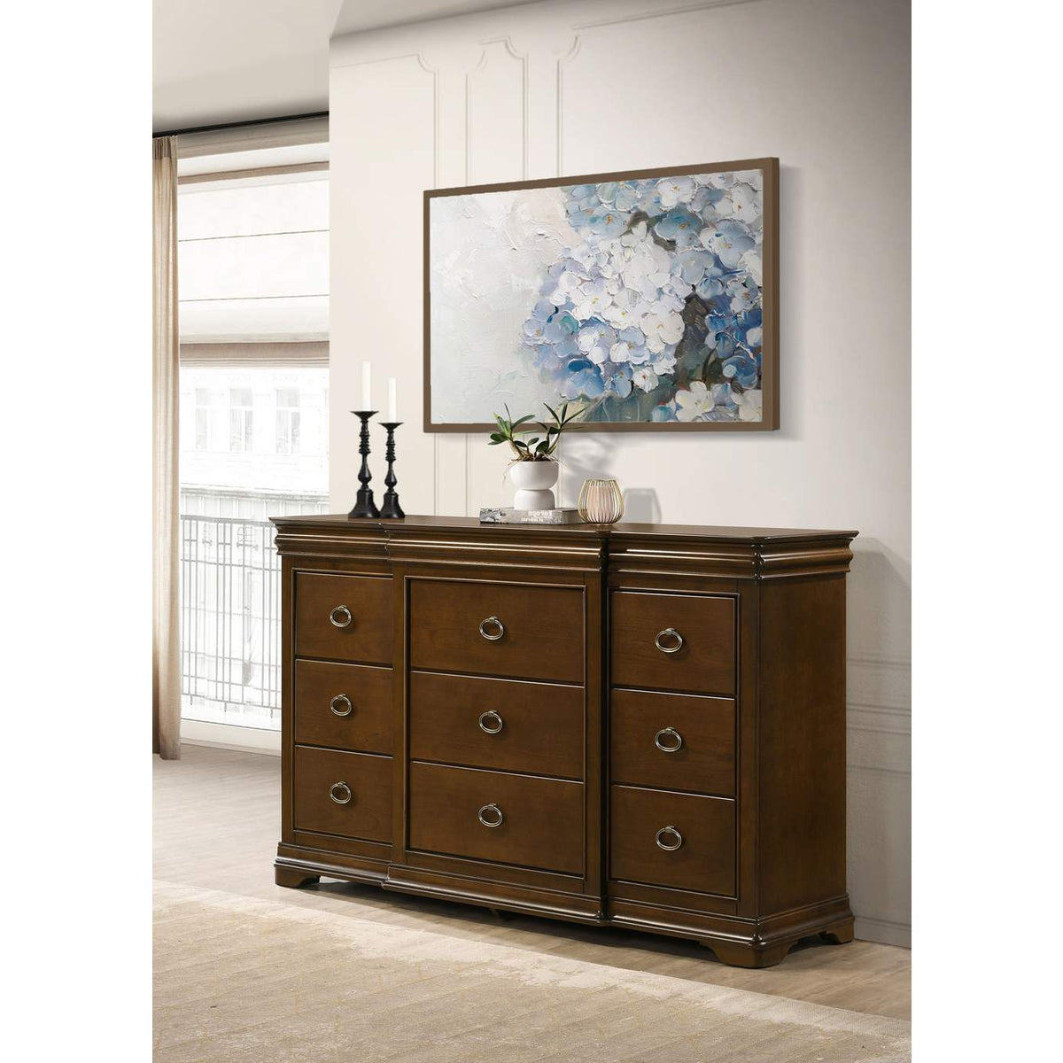 205303 Garland 9-drawer Bedroom Dresser Cabinet Brown Cherry
