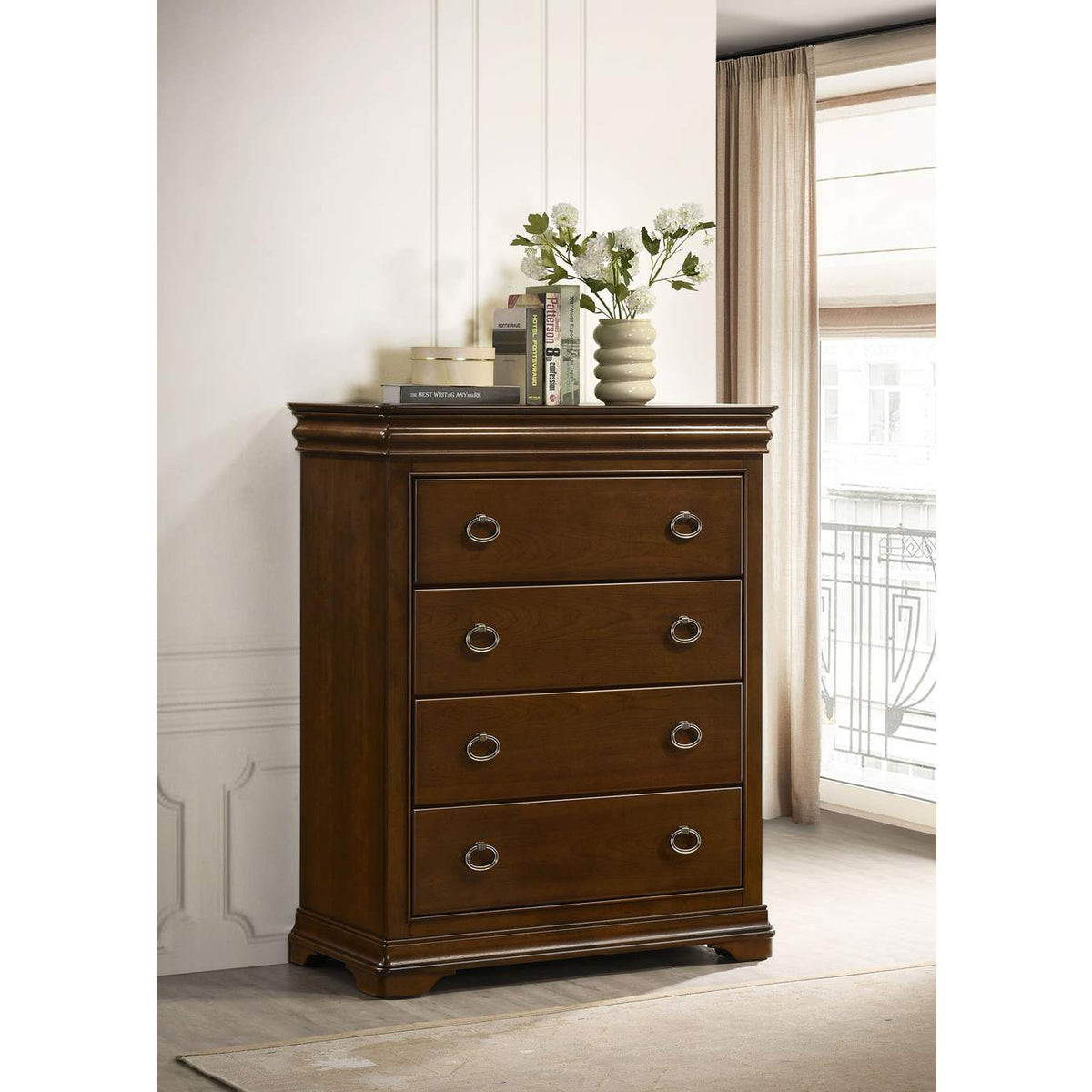 205305 Garland 4-drawer Bedroom Chest of Drawers Brown Cherry