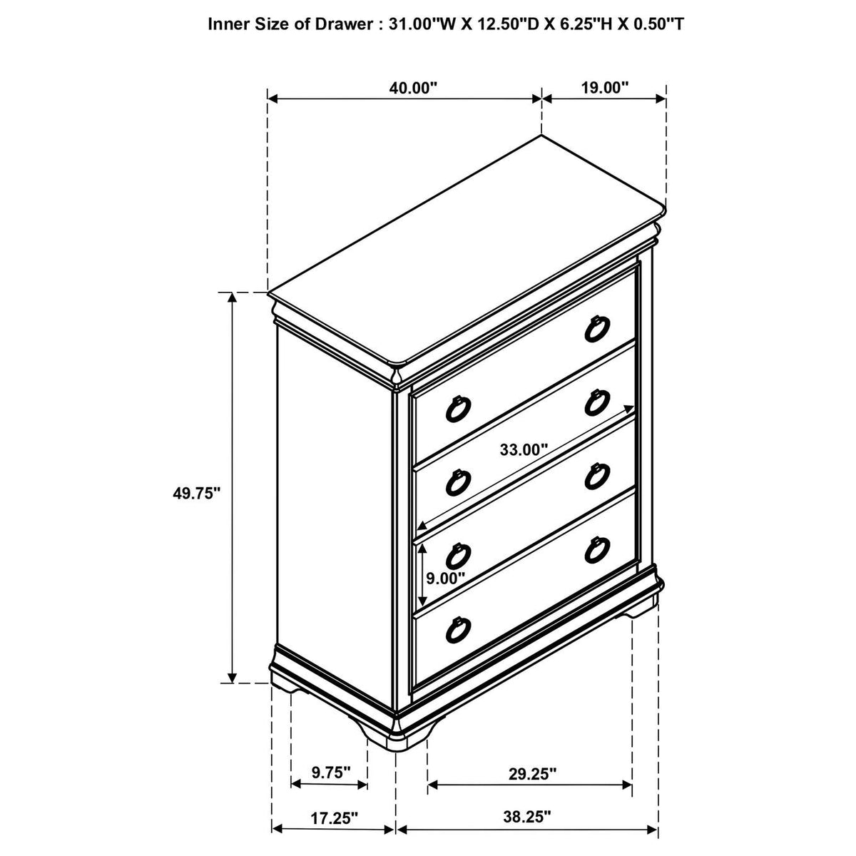 205305 Garland 4-drawer Bedroom Chest of Drawers Brown Cherry