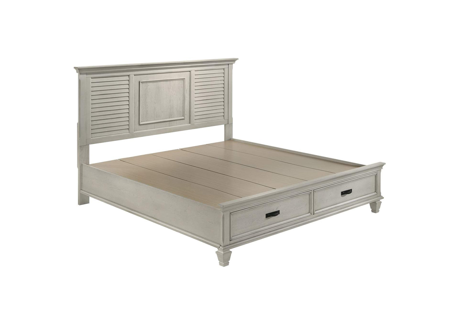 Franco Wood Eastern King Storage Panel Bed Distressed White