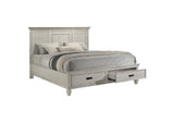 205330KE Franco Wood Eastern King Storage Panel Bed Distressed White