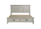 205330KE Franco Wood Eastern King Storage Panel Bed Distressed White