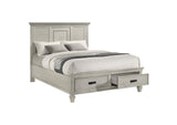 205330Q Franco Wood Queen Storage Panel Bed Distressed White