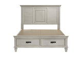 205330Q Franco Wood Queen Storage Panel Bed Distressed White