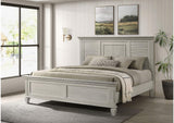 205331KE Franco Wood Eastern King Panel Bed Distressed White
