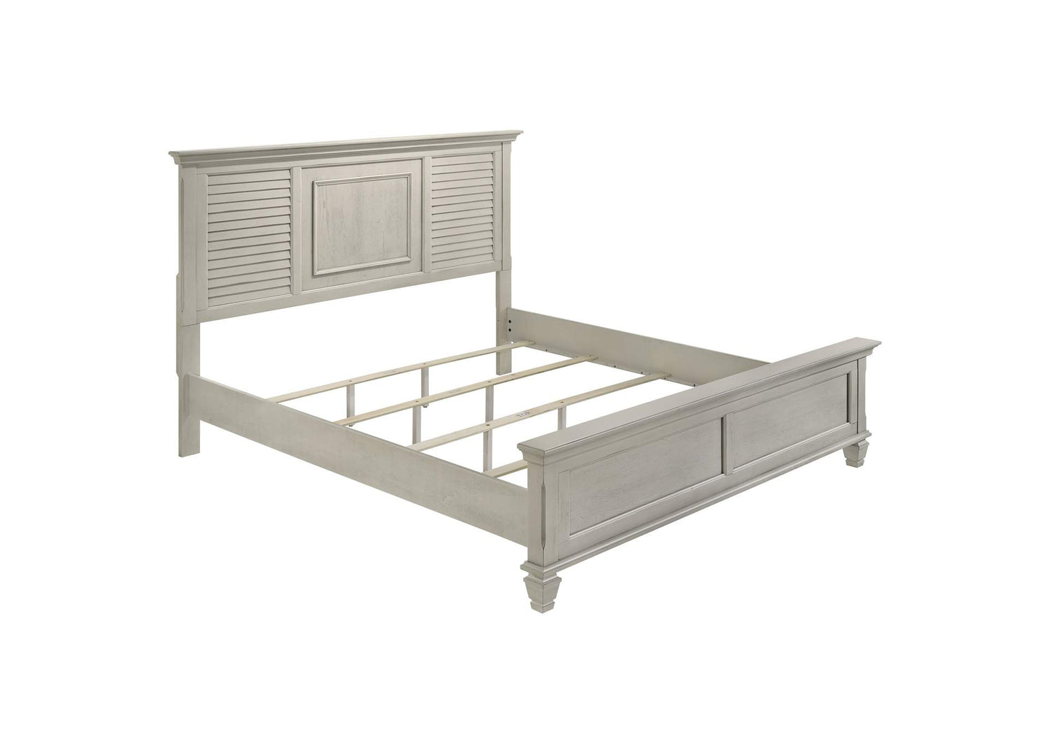 Franco Wood Eastern King Panel Bed Distressed White