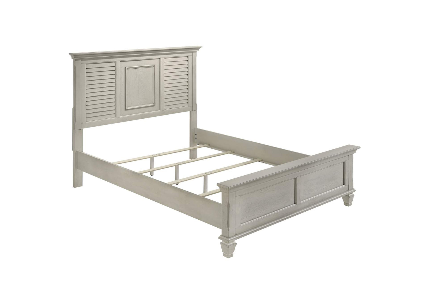 Franco Wood Queen Panel Bed Distressed White