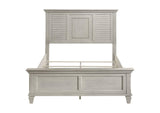 205331Q Franco Wood Queen Panel Bed Distressed White