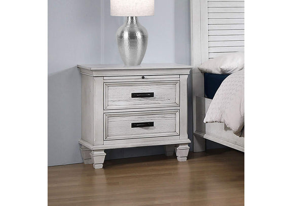 205332 Franco 2-drawer Nightstand Distressed White