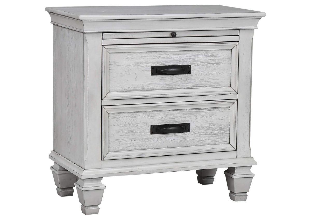 205332 Franco 2-drawer Nightstand Distressed White