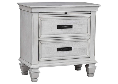 205332 Franco 2-drawer Nightstand Distressed White