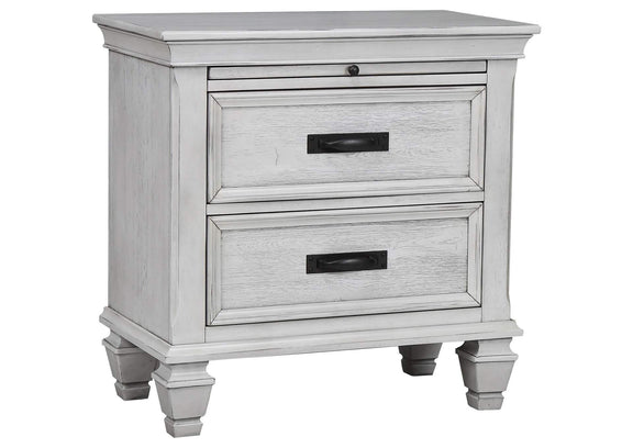 205332 Franco 2-drawer Nightstand Distressed White