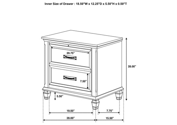 205332 Franco 2-drawer Nightstand Distressed White