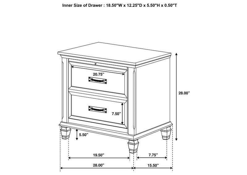 205332 Franco 2-drawer Nightstand Distressed White