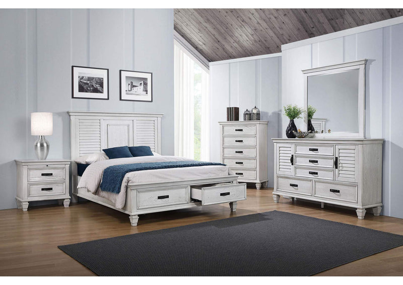 205332 Franco 2-drawer Nightstand Distressed White