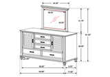 205333M Franco 5-drawer Dresser with Mirror Distressed White