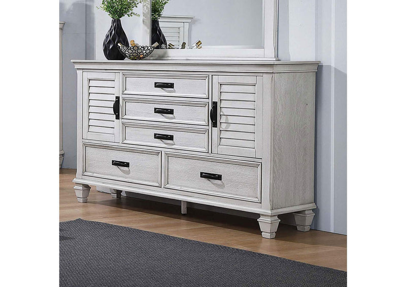 205333 Franco 5-drawer Dresser Distressed White