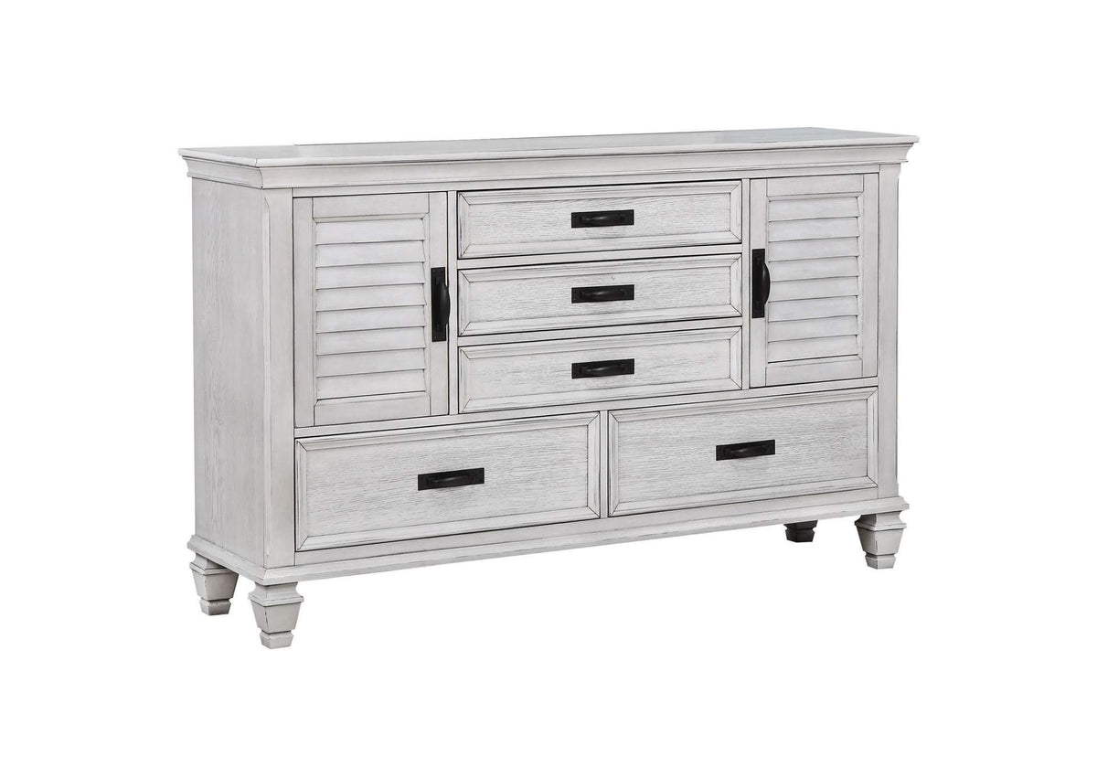 205333 Franco 5-drawer Dresser Distressed White