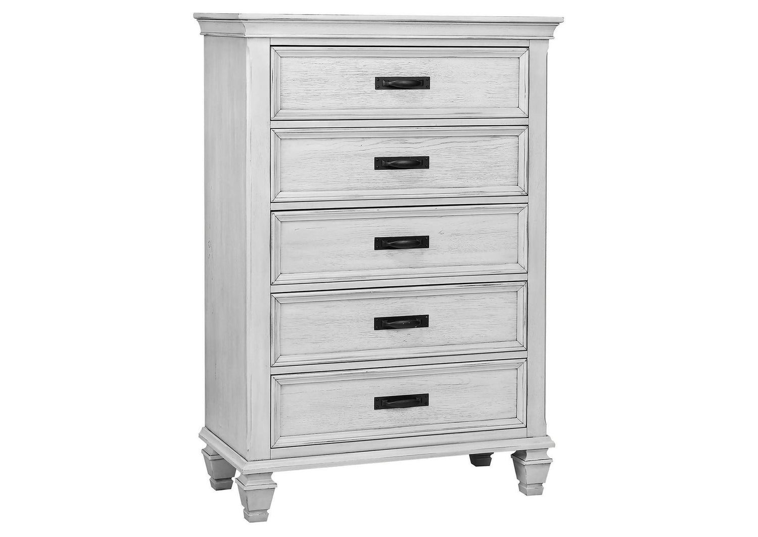 205335 Franco 5-drawer Bedroom Chest Distressed White