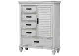 205338 Franco 5-drawer Door Chest Distressed White