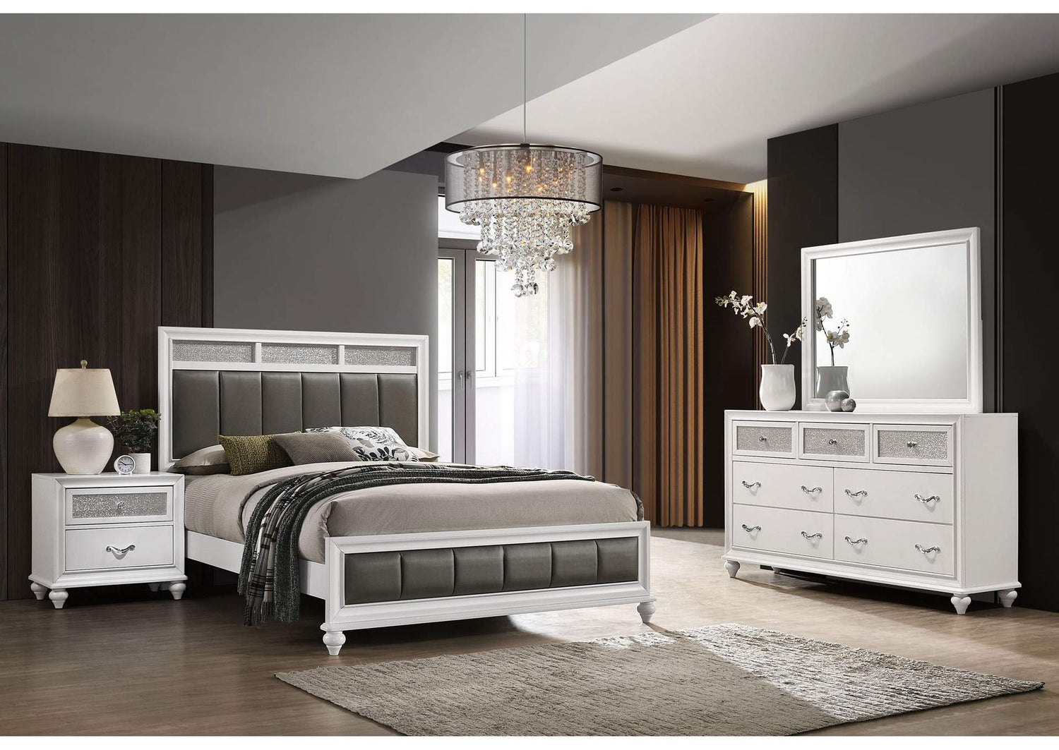 Barzini 4-piece Eastern King Bedroom Set White