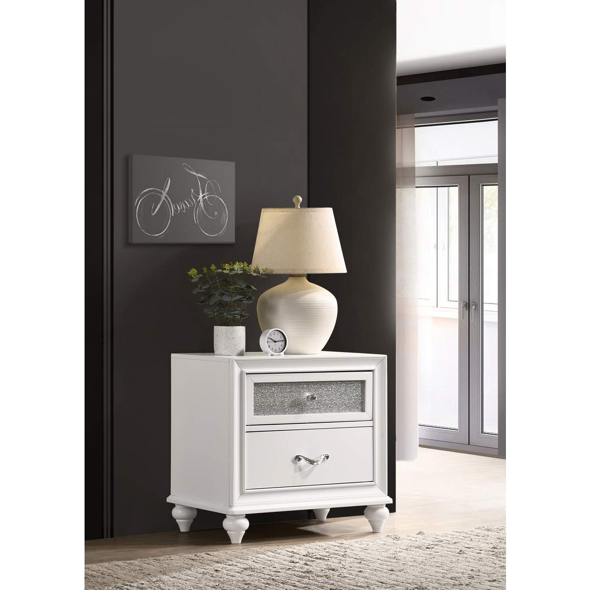 205892 Barzini 2-drawer Nightstand White