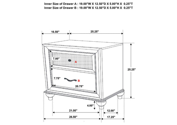 205892 Barzini 2-drawer Nightstand White